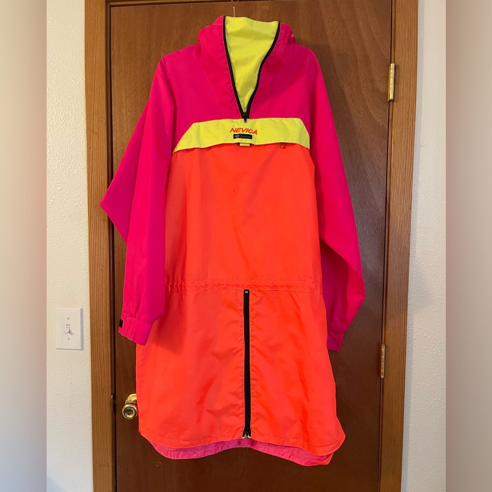Vintage Nevica Premiere Neige Vtg 80’s Neon Pink Orange And YellowSki Jacket L